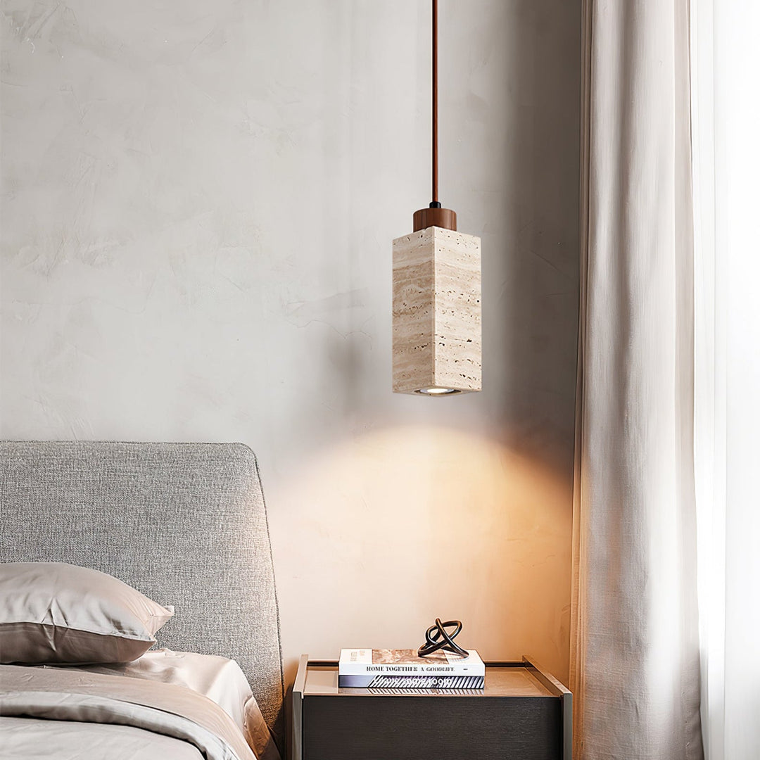 Lampa wisząca Solvara z trawertynu
