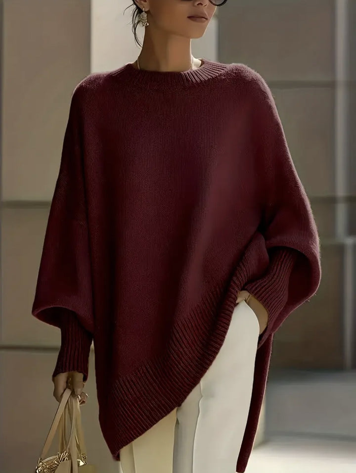 Gruby sweter damski oversize z okrągłym dekoltem