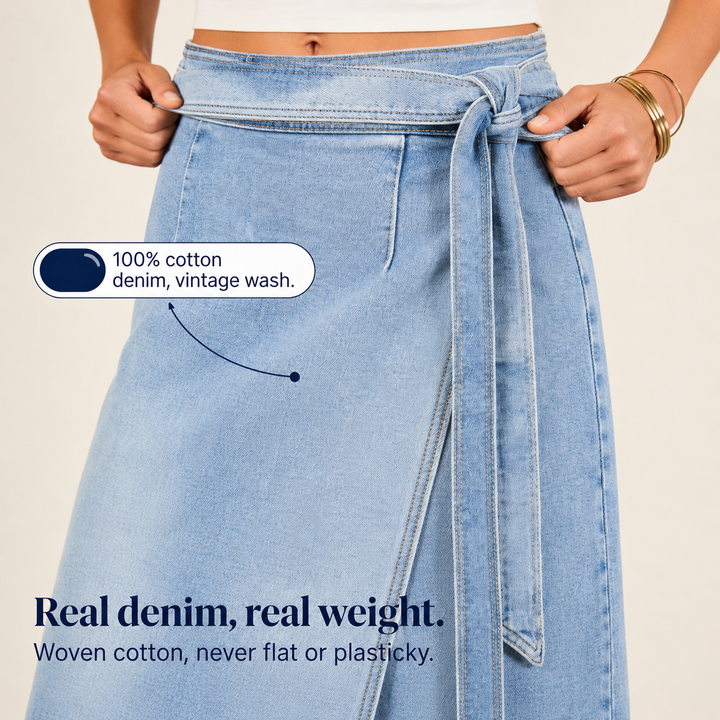 Trueline Denim – Spódnica midi z regulowanym wiązaniem w talii
