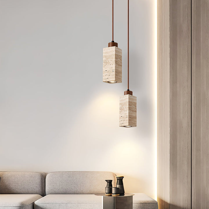 Lampa wisząca Solvara z trawertynu