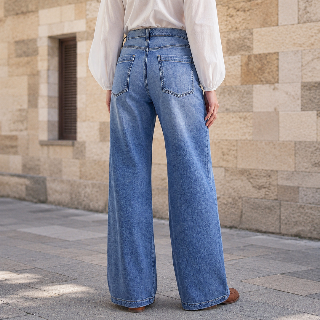 Luvenza – Damskie dżinsy w stylu vintage z szerokimi nogawkami