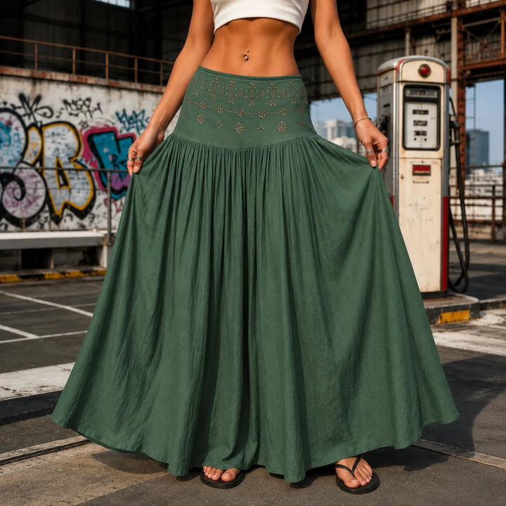 Soléra – Spódnica maxi boho w kształcie litery A z wysokim stanem dla kobiet