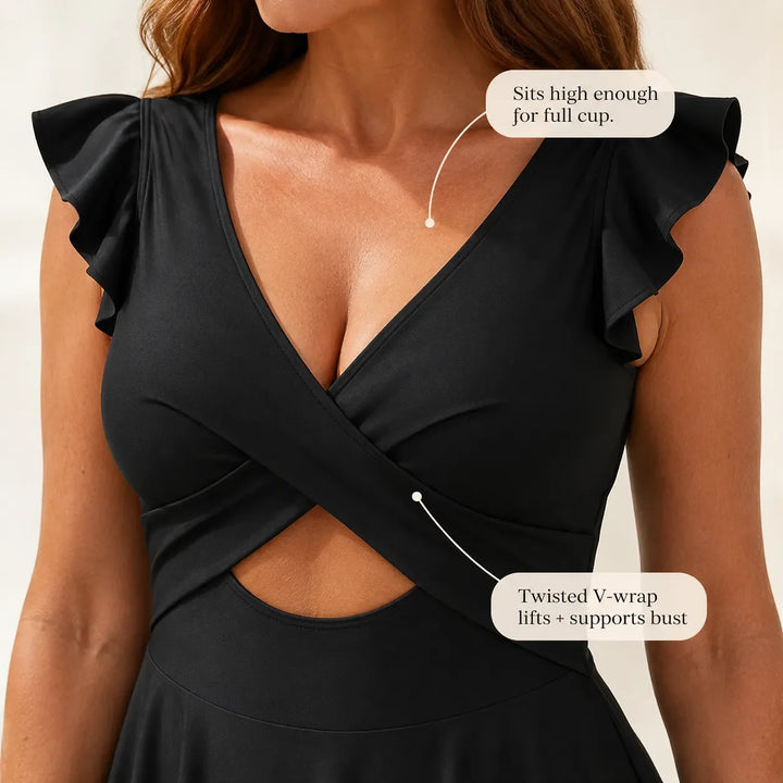 Wearbella – Sukienka kąpielowa z falbanami i kontrolą brzucha