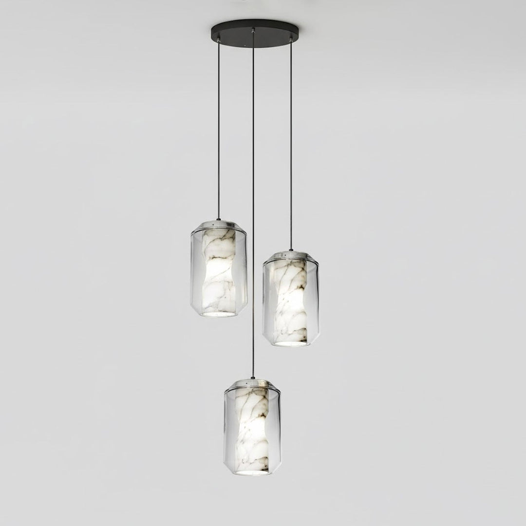 Lampa wisząca z alabastrowego szkła w cylindrze
