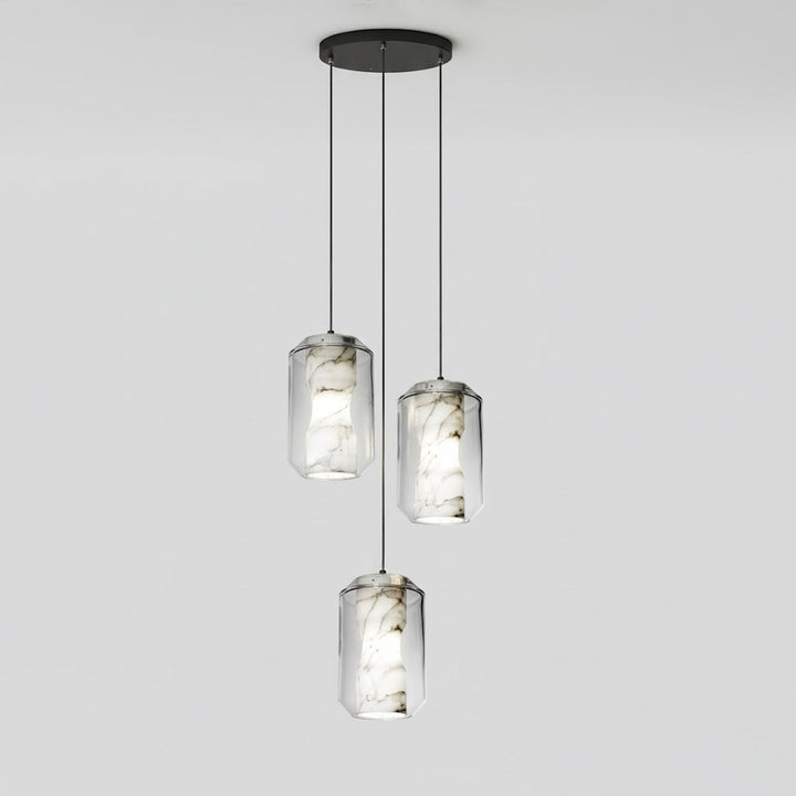 Lampa wisząca z alabastrowego szkła w cylindrze
