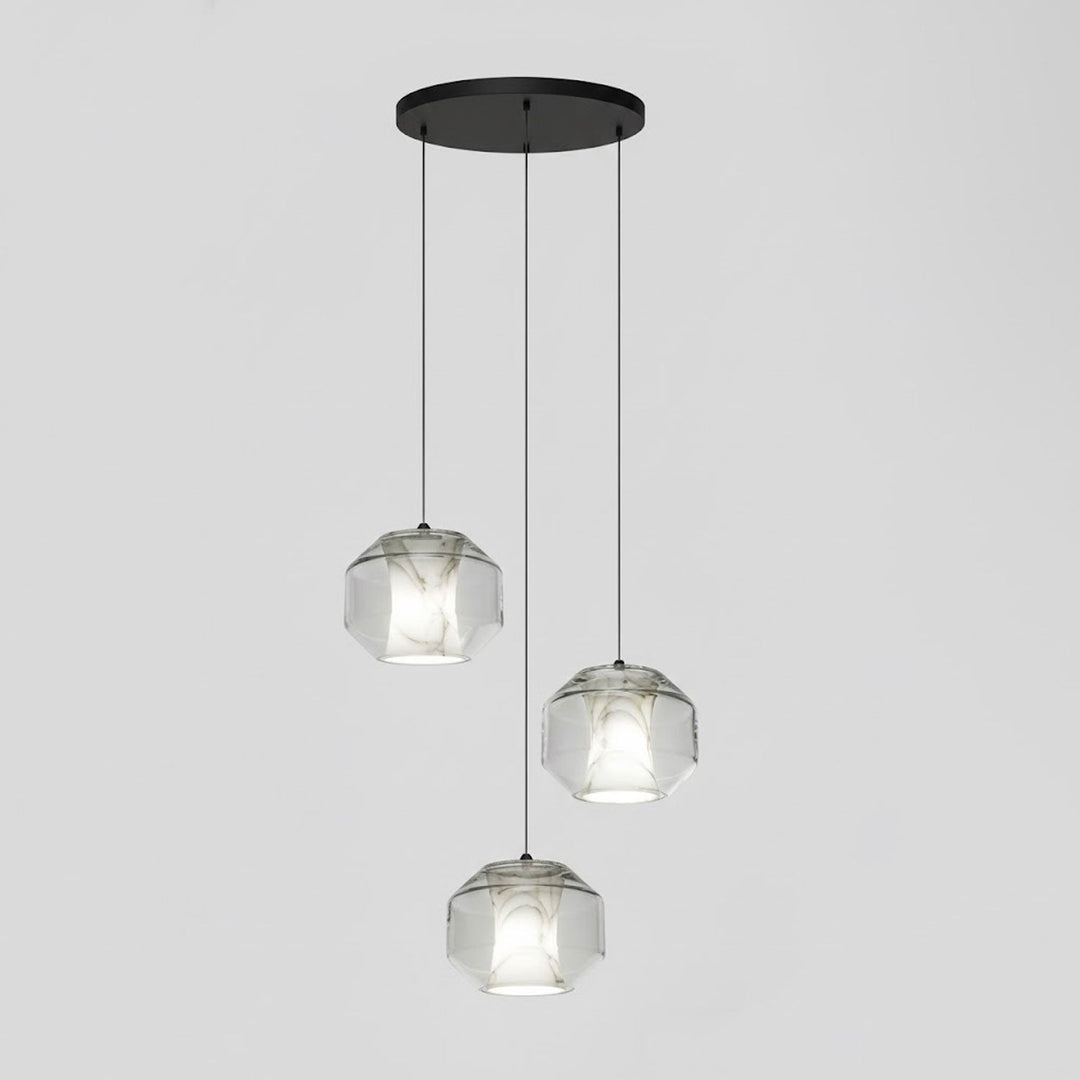 Lampa wisząca z alabastrowego szkła w cylindrze