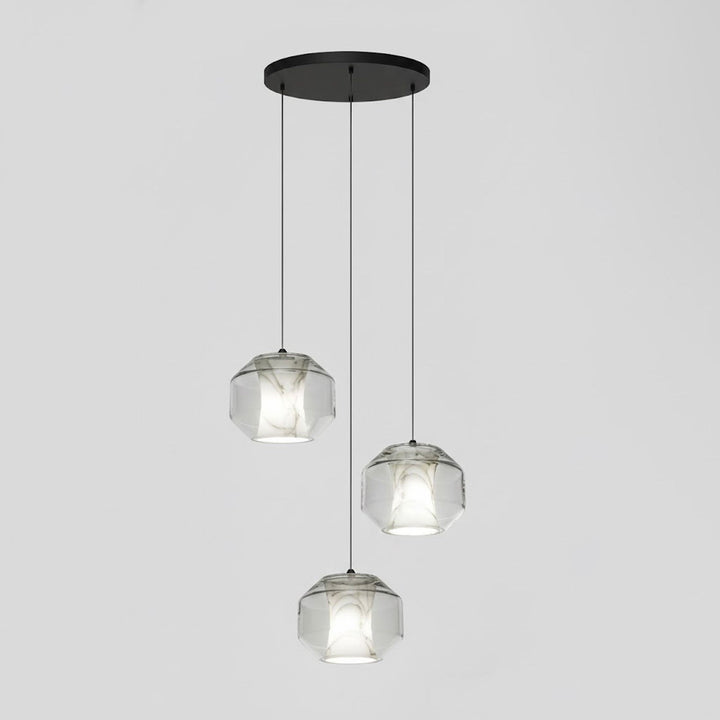 Lampa wisząca z alabastrowego szkła w cylindrze