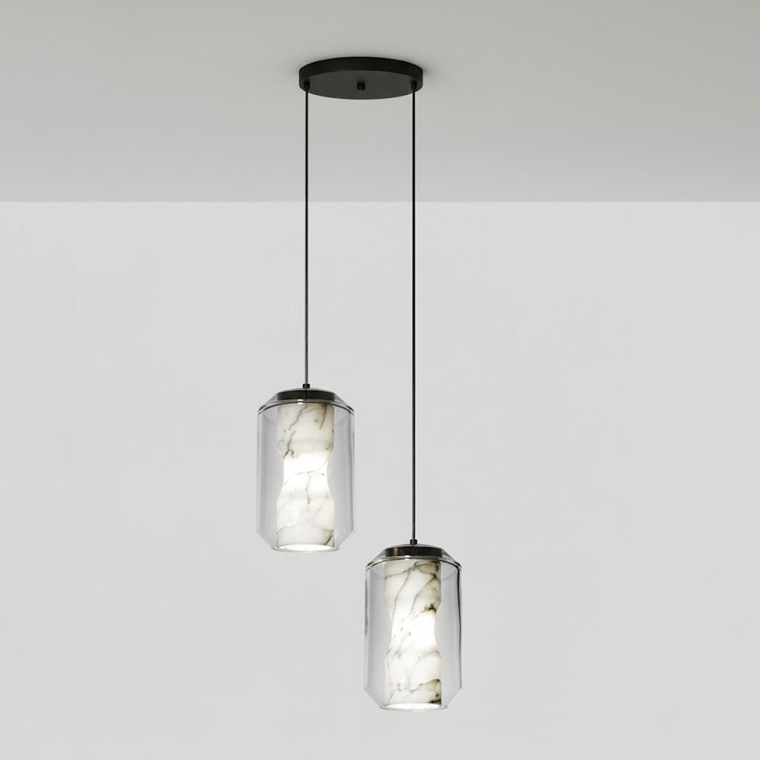 Lampa wisząca z alabastrowego szkła w cylindrze