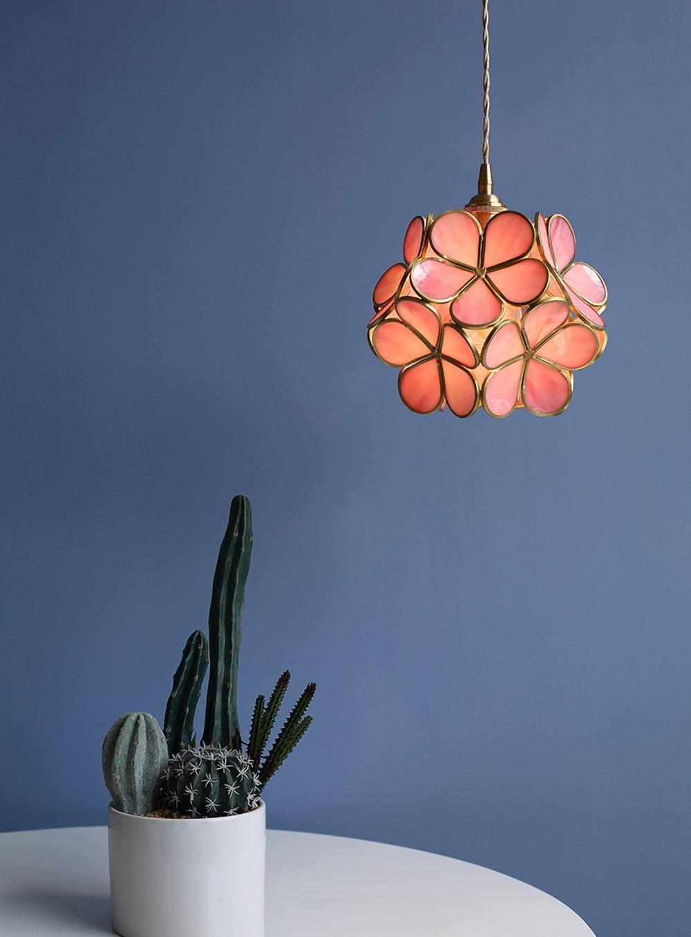 Szklana Lampa Wisząca Kwiatowa