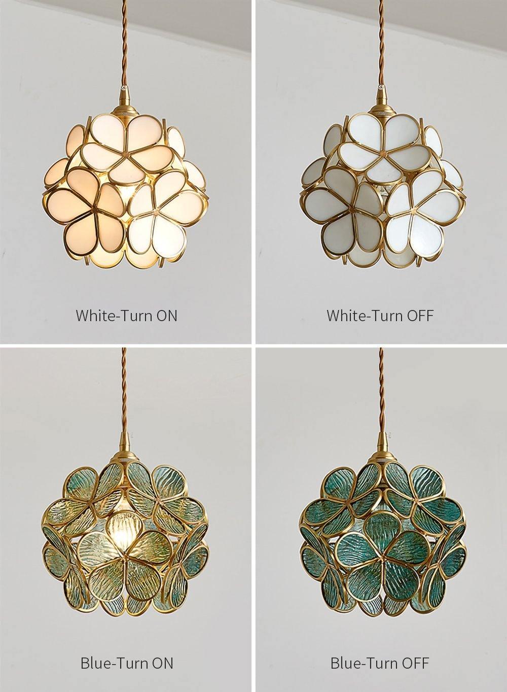 Szklana Lampa Wisząca Kwiatowa