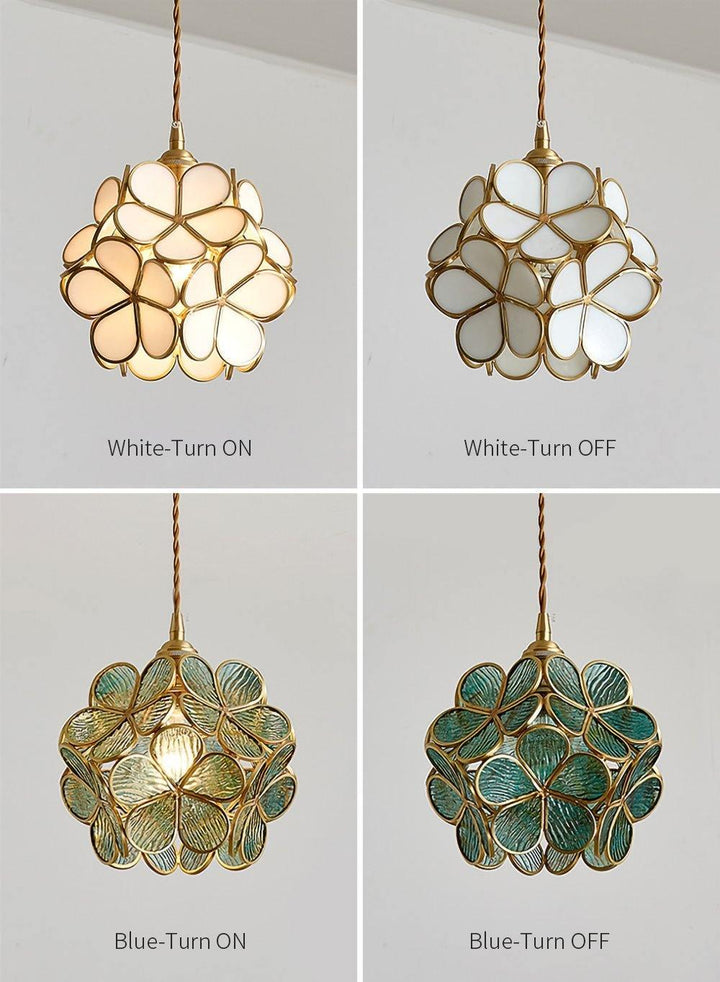 Szklana Lampa Wisząca Kwiatowa