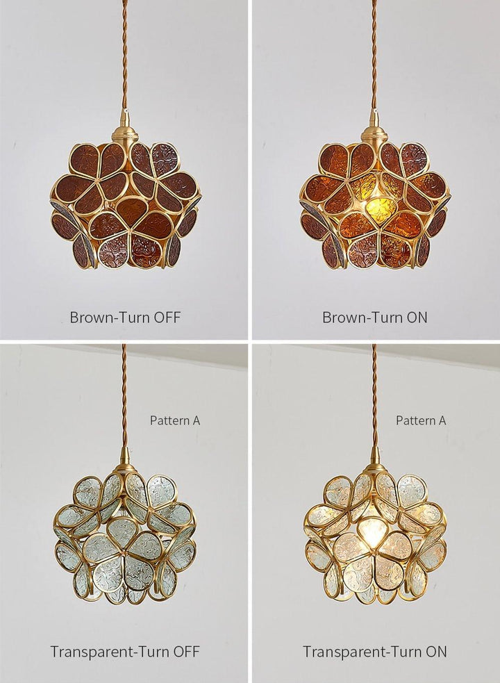 Szklana Lampa Wisząca Kwiatowa