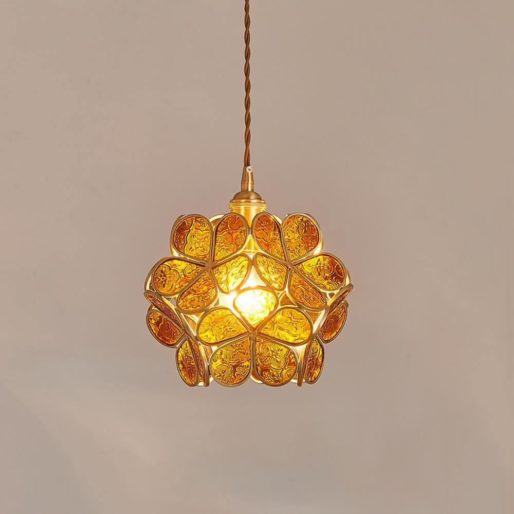 Szklana Lampa Wisząca Kwiatowa