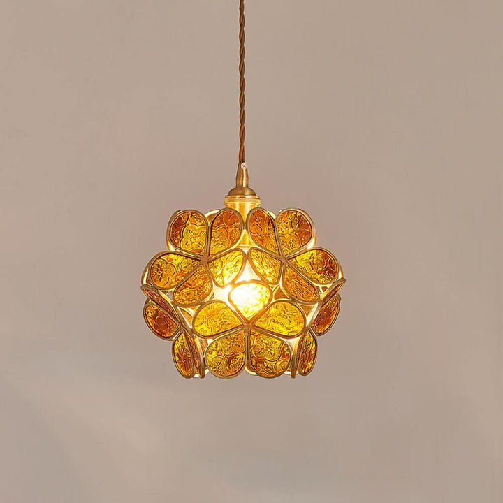 Szklana Lampa Wisząca Kwiatowa