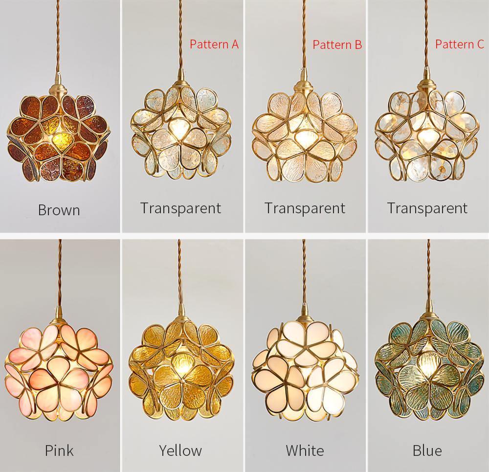 Szklana Lampa Wisząca Kwiatowa