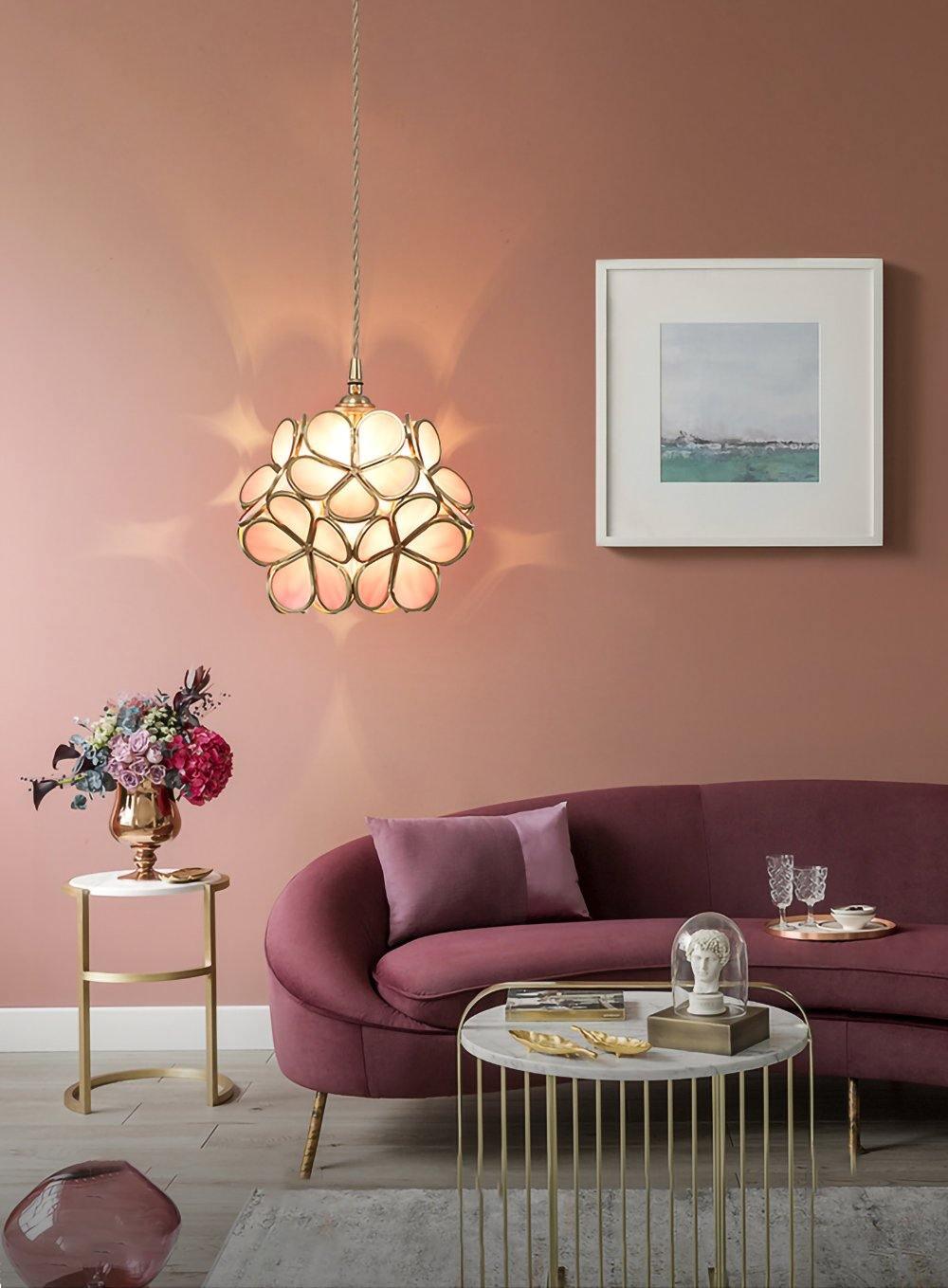 Szklana Lampa Wisząca Kwiatowa