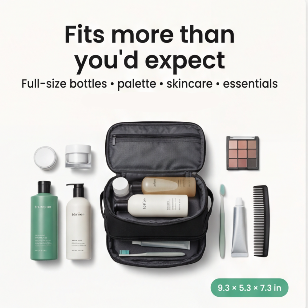 TidyPack - Podwójna torba na kosmetyki z szerokim otwarciem