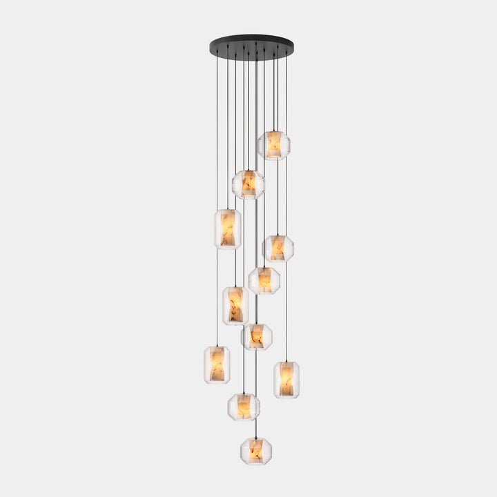 Lampa wisząca z alabastrowego szkła w cylindrze