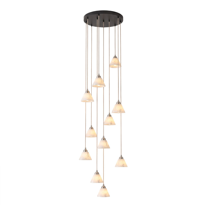 Stożkowa Lampa Wisząca z Alabastru i Mosiądzu