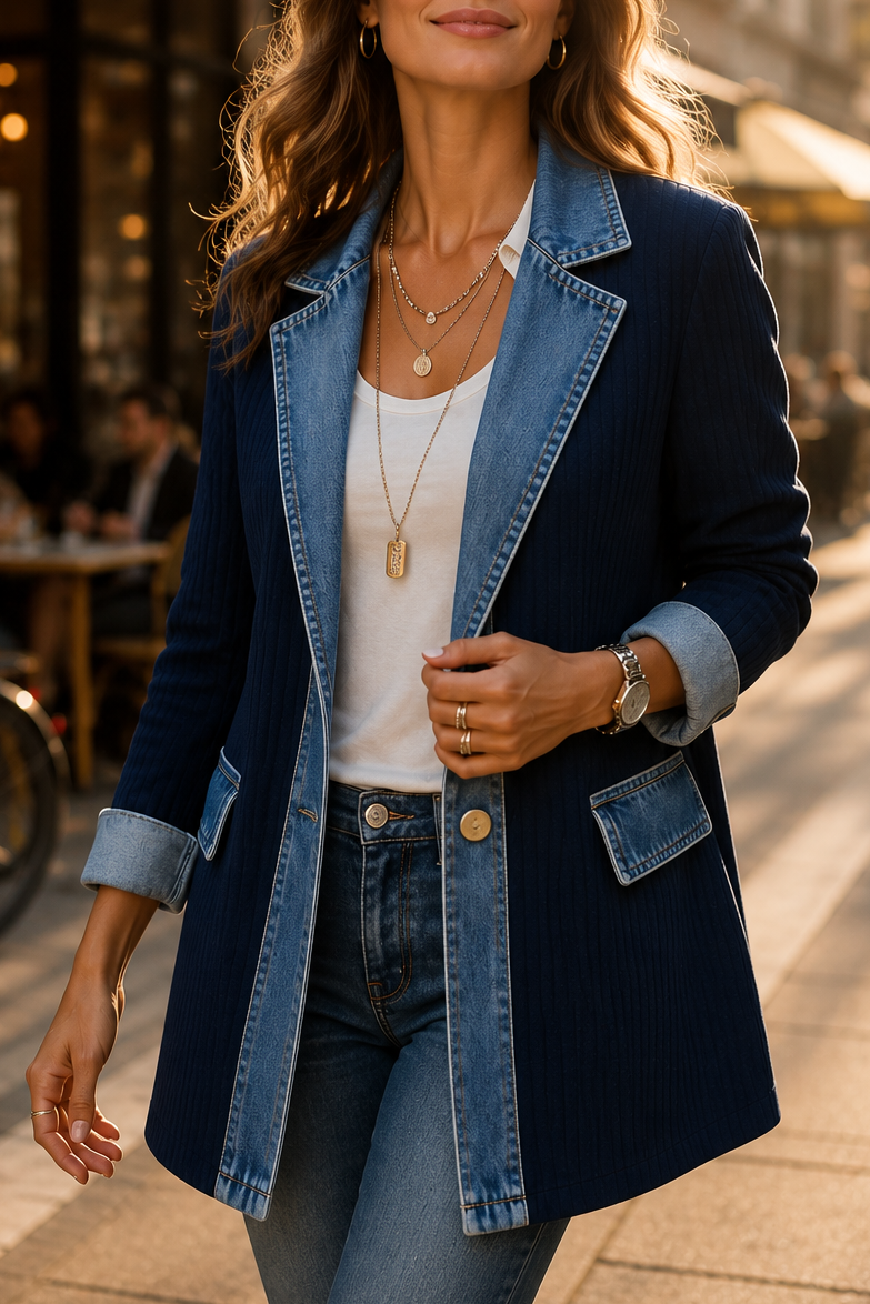 Wearbella – Płaszcz dzianinowy w stylu denimu