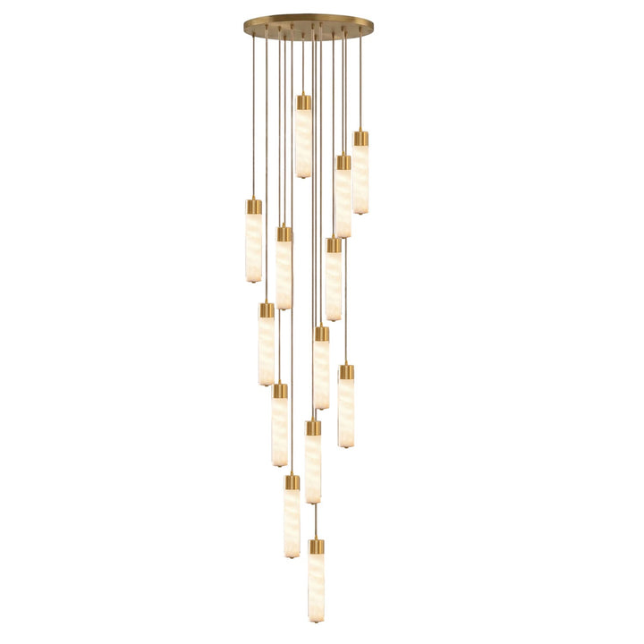 Lampa wisząca Tala z alabastru i mosiądzu