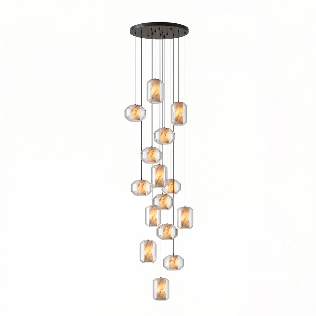 Lampa wisząca z alabastrowego szkła w cylindrze