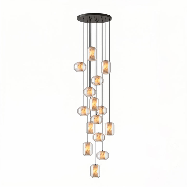 Lampa wisząca z alabastrowego szkła w cylindrze
