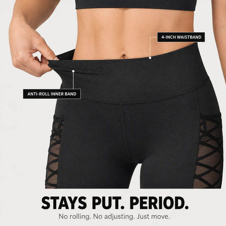 Flexora – Legginsy Capri z wysokim stanem i siateczkowymi bocznymi panelami z kieszenią na telefon