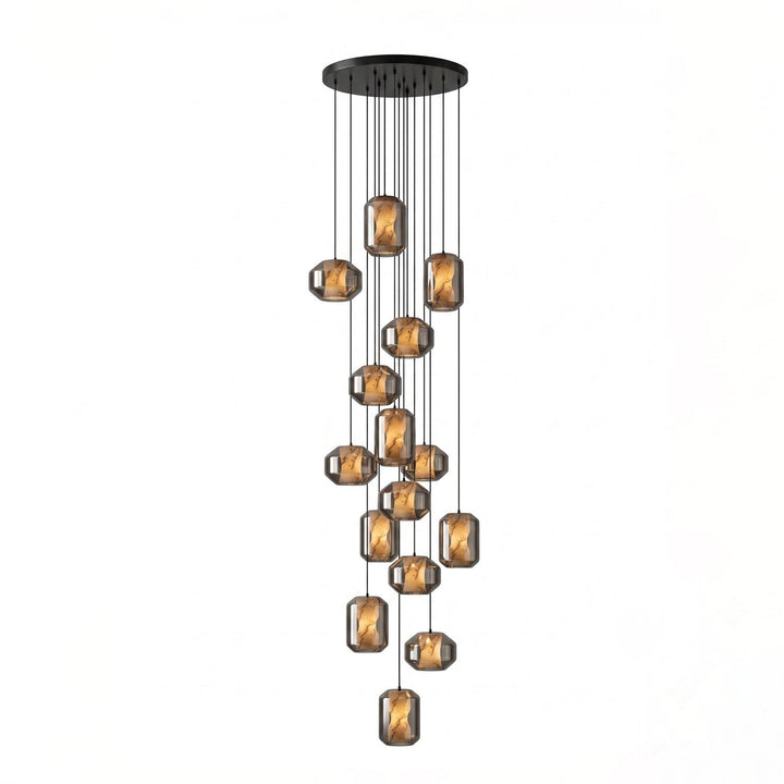 Lampa wisząca z alabastrowego szkła w cylindrze