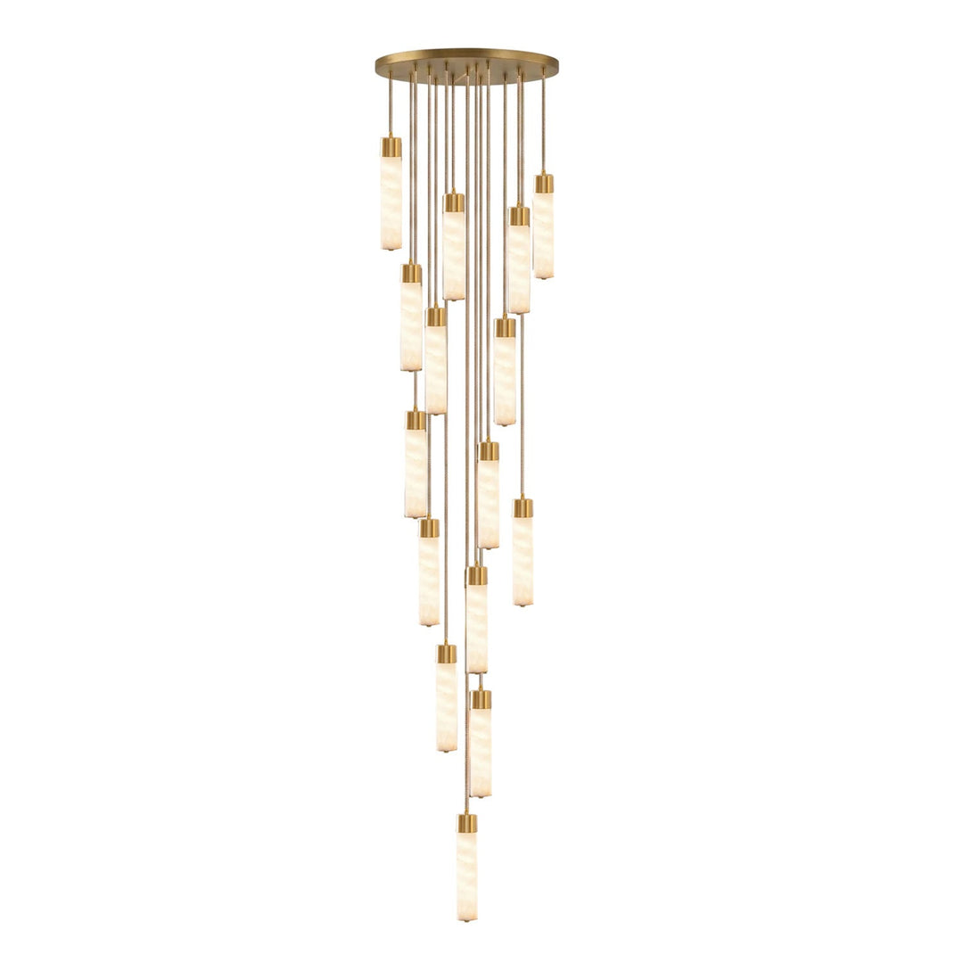 Lampa wisząca Tala z alabastru i mosiądzu