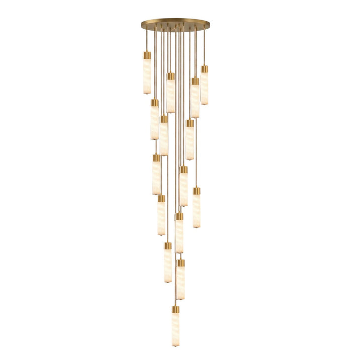 Lampa wisząca Tala z alabastru i mosiądzu