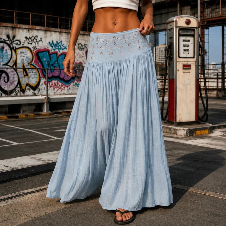 Soléra – Spódnica maxi boho w kształcie litery A z wysokim stanem dla kobiet
