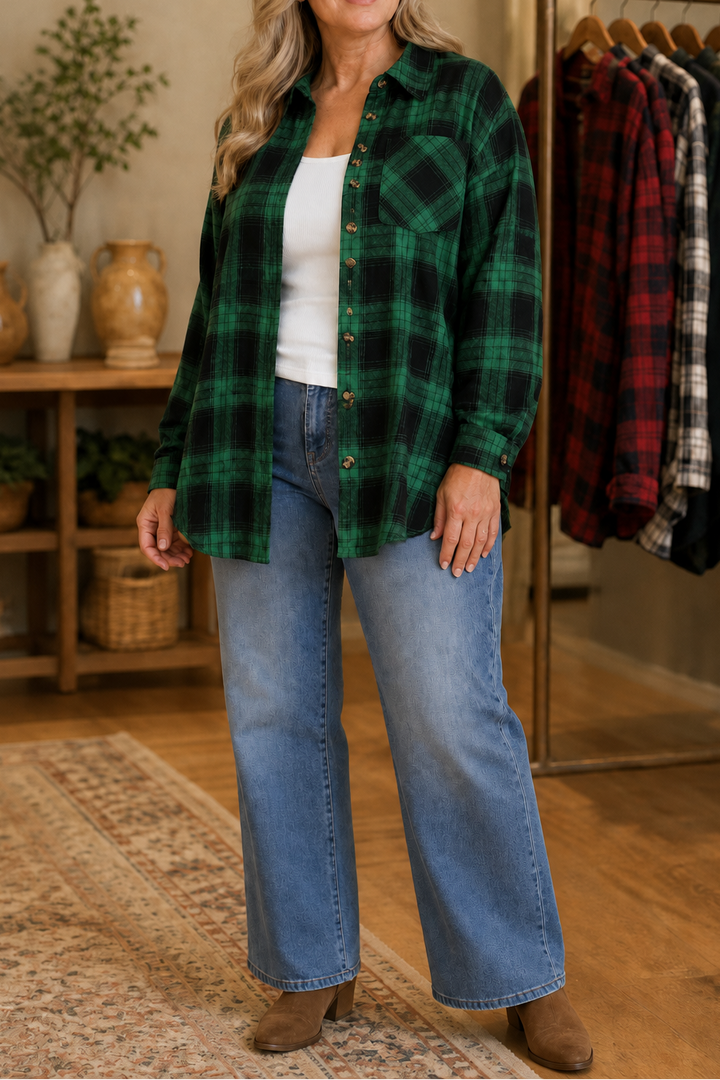 Overshirt &amp; Co – Oversized Koszula Flanelowa w Kratę Buffalo