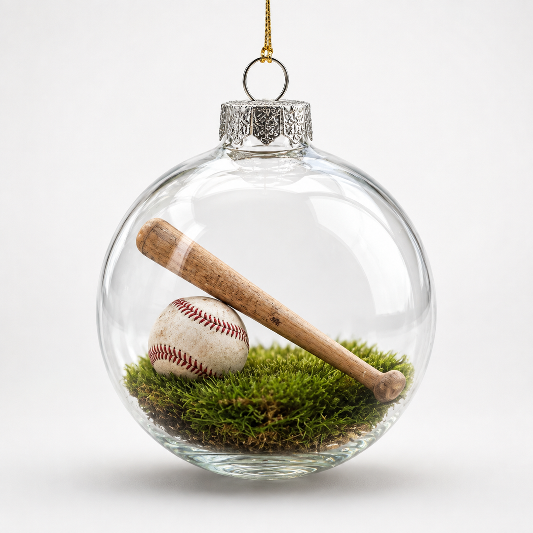 Seasonkeep – Szklana bombka akrylowa na Boże Narodzenie z motywem baseballowym (2 szt.)