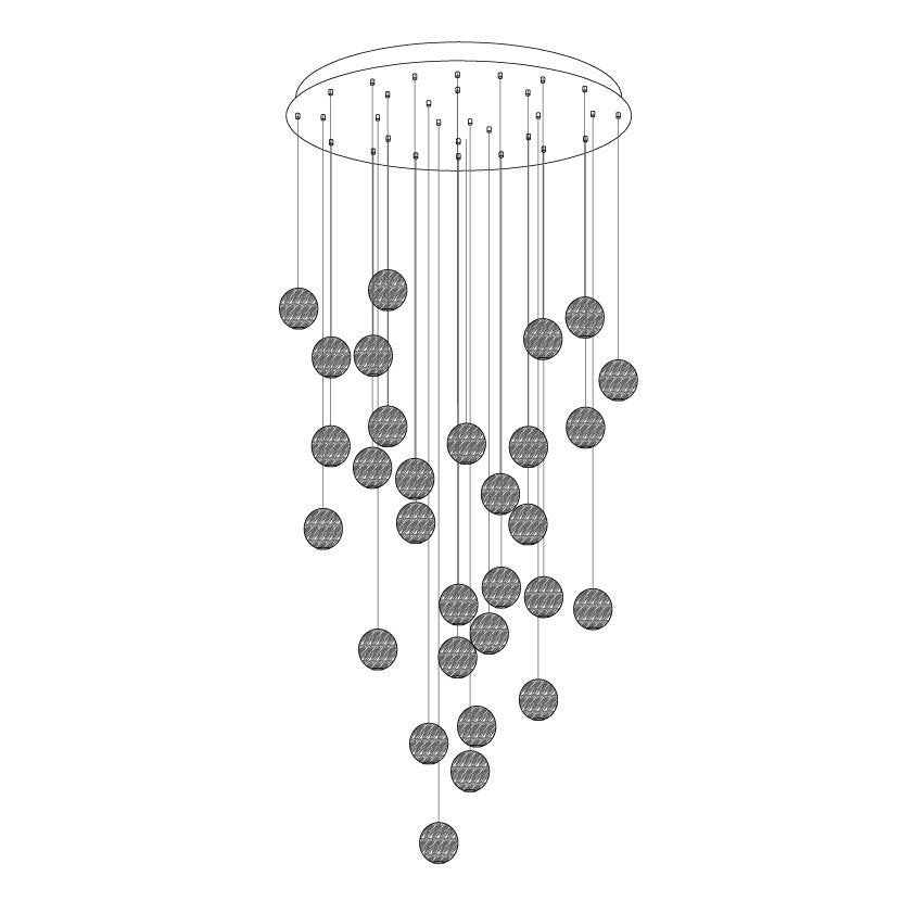 Wisząca Lampa Cluster z Drewnianymi Kulami