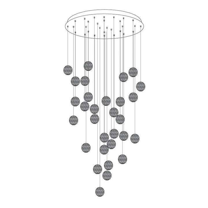 Wisząca Lampa Cluster z Drewnianymi Kulami