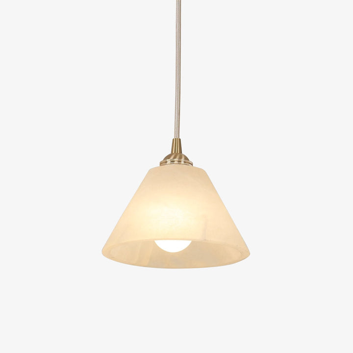 Stożkowa Lampa Wisząca z Alabastru i Mosiądzu