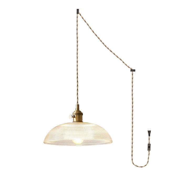 Lampa wisząca z żebrowanym spiralnym kloszem