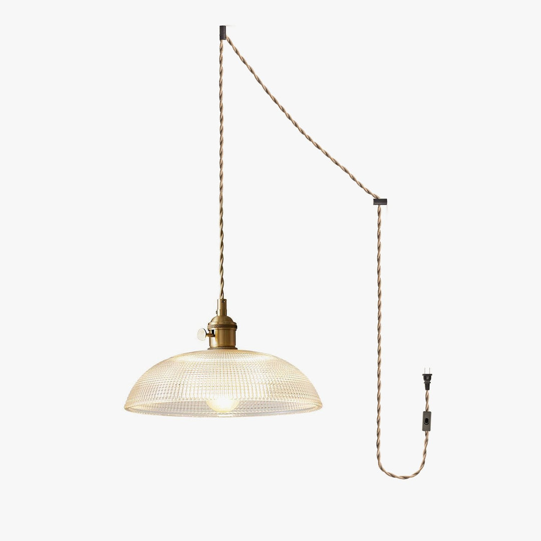 Lampa wisząca z żebrowanym spiralnym kloszem