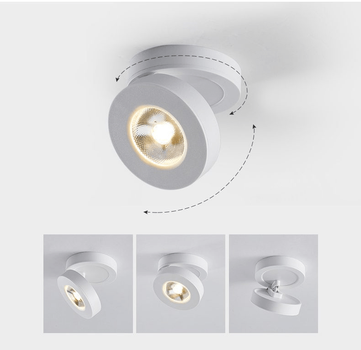 Okrągła obrotowa lampa LED świecąca w dół