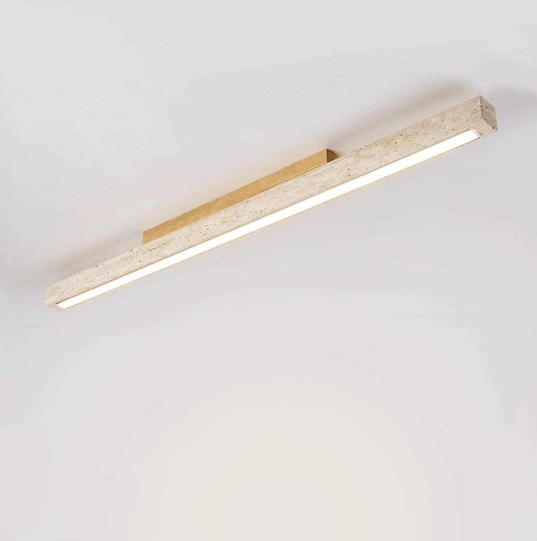 Lampa sufitowa z kolumną z trawertynu
