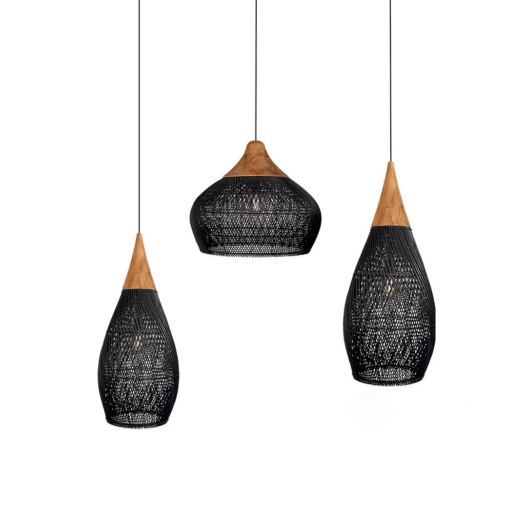 Skręcana Lampa Wisząca z Rattanu