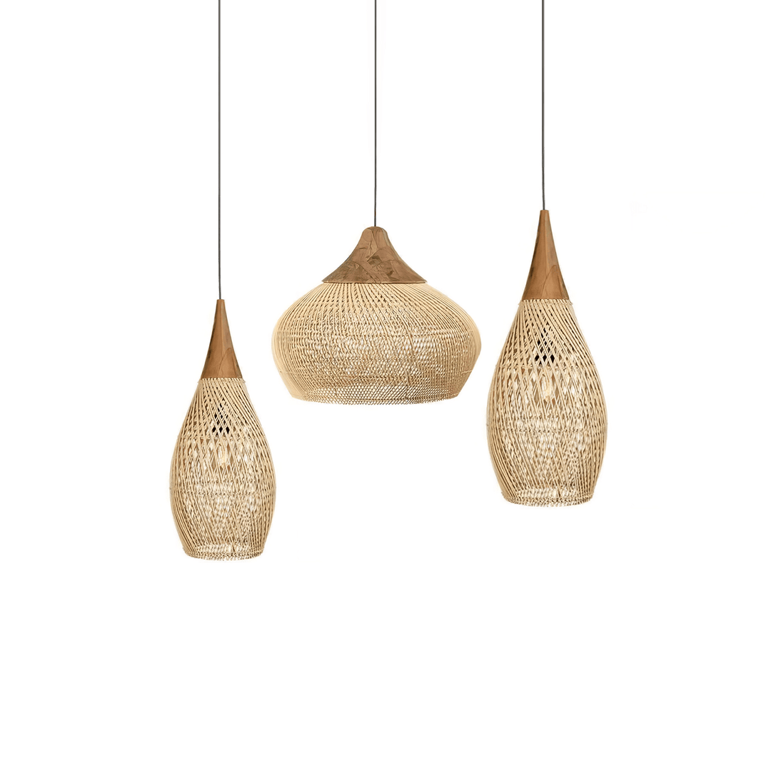 Skręcana Lampa Wisząca z Rattanu