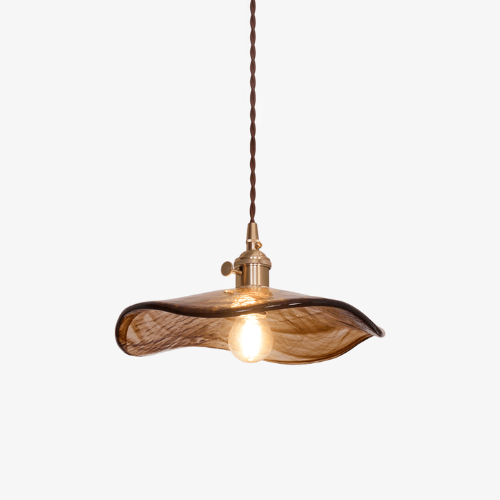 Lampa wisząca ze szklanym kloszem w kształcie płatków kwiatów