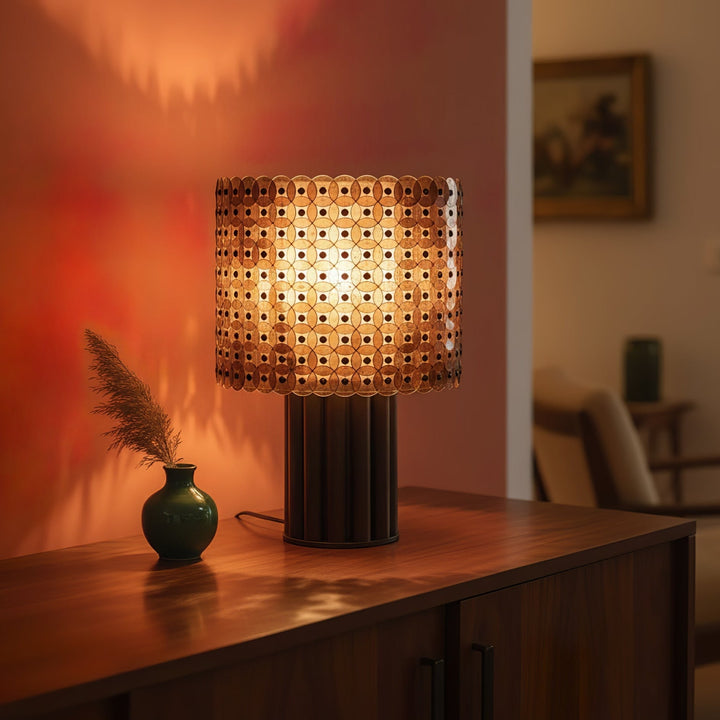 Lampa stołowa z dyskami miki w kratkę