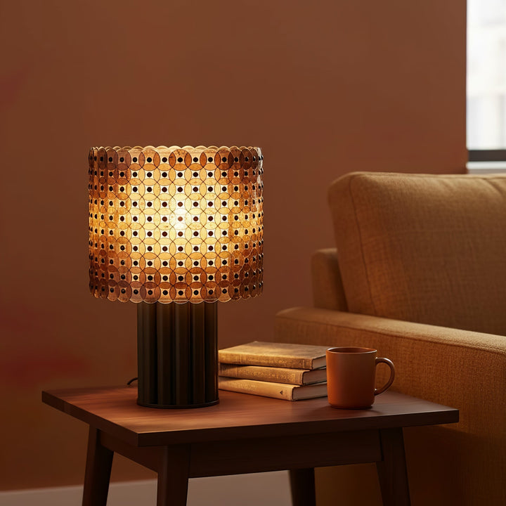 Lampa stołowa z dyskami miki w kratkę