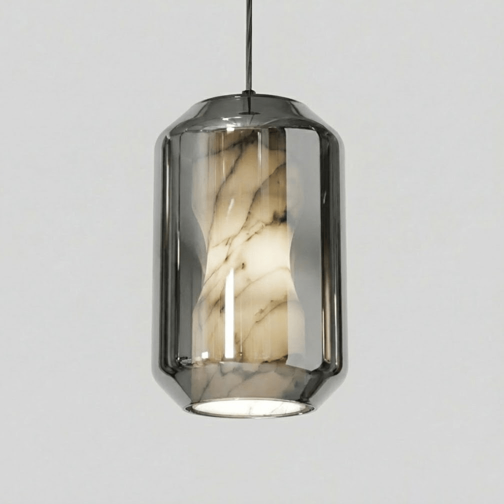Lampa wisząca z alabastrowego szkła w cylindrze