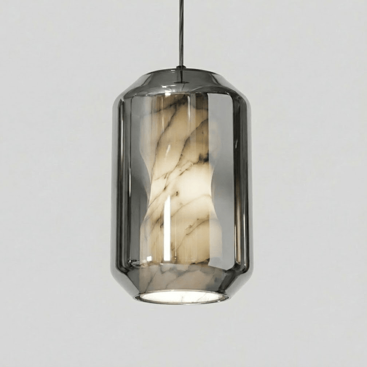 Lampa wisząca z alabastrowego szkła w cylindrze