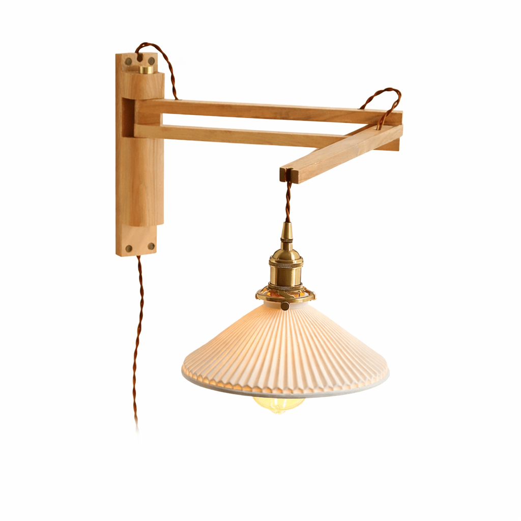 Lampa Ścienna z Ruchomym Ramieniem z Orzecha