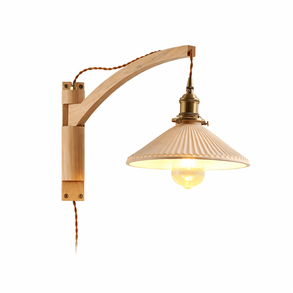 Lampa Ścienna z Ruchomym Ramieniem z Orzecha